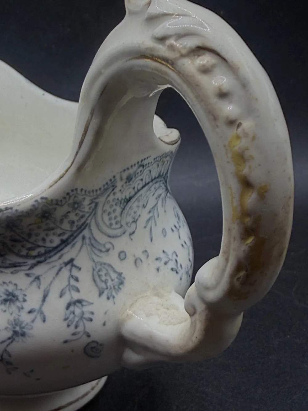 John Maddock & Sons Antique Royal Vitreous Seville Blue & White Gravy Boat